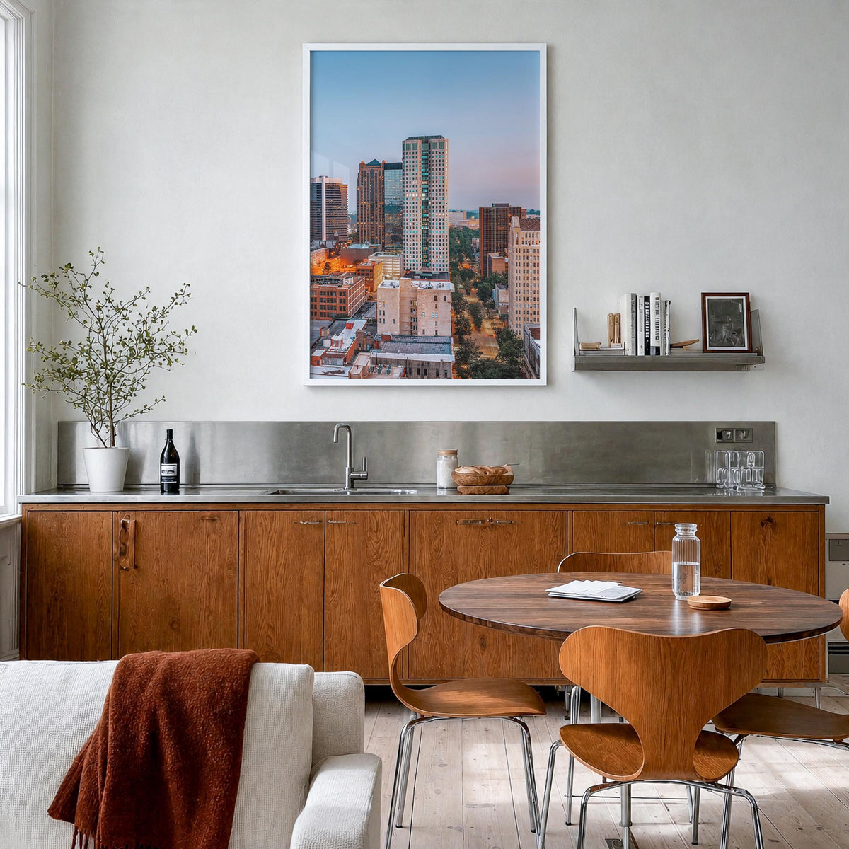 Birmingham, Alabama colorful photo poster of Alabama, USA – vertical wall art in white wood frame, hanging on wall