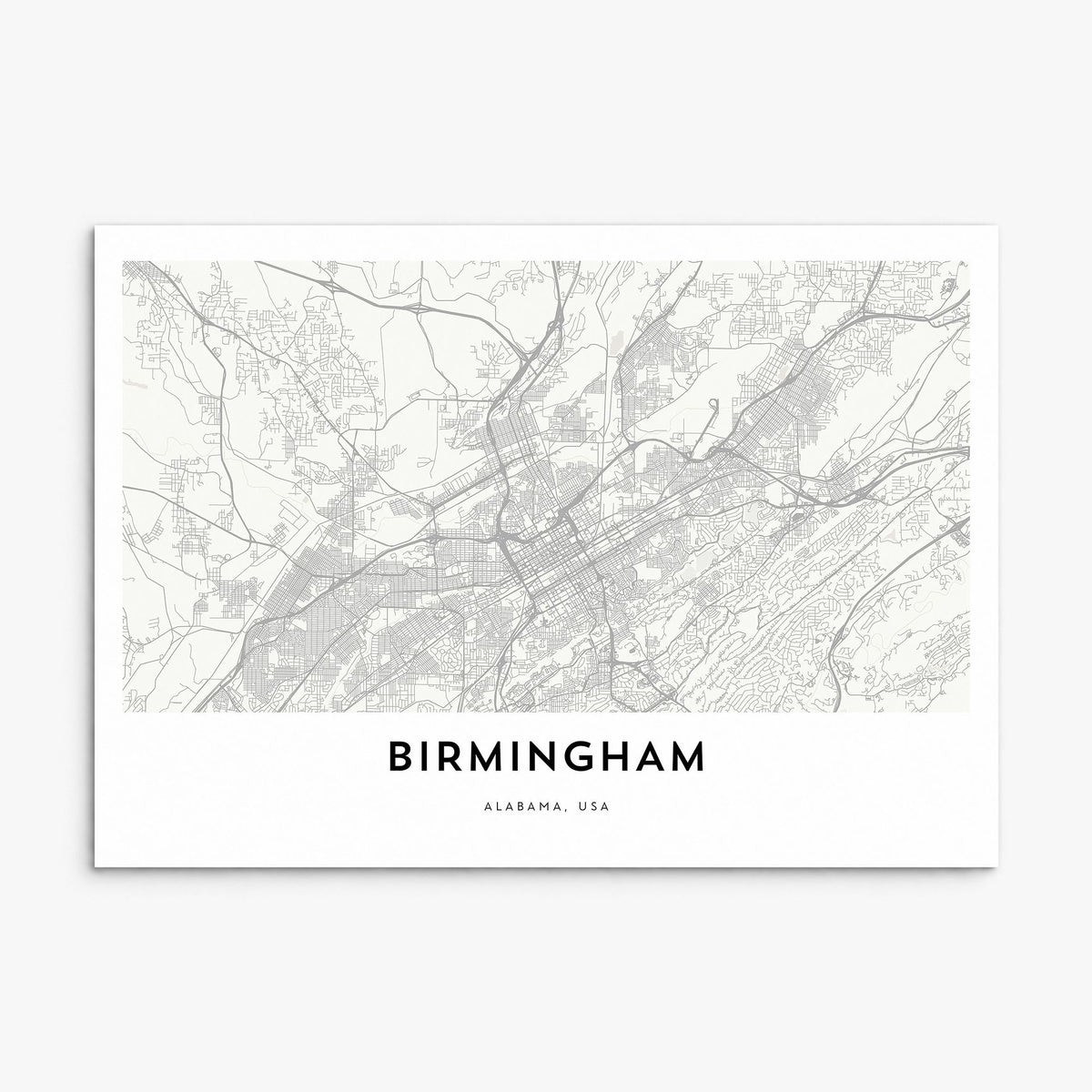 Birmingham, Alabama Map Poster, print only (unframed)