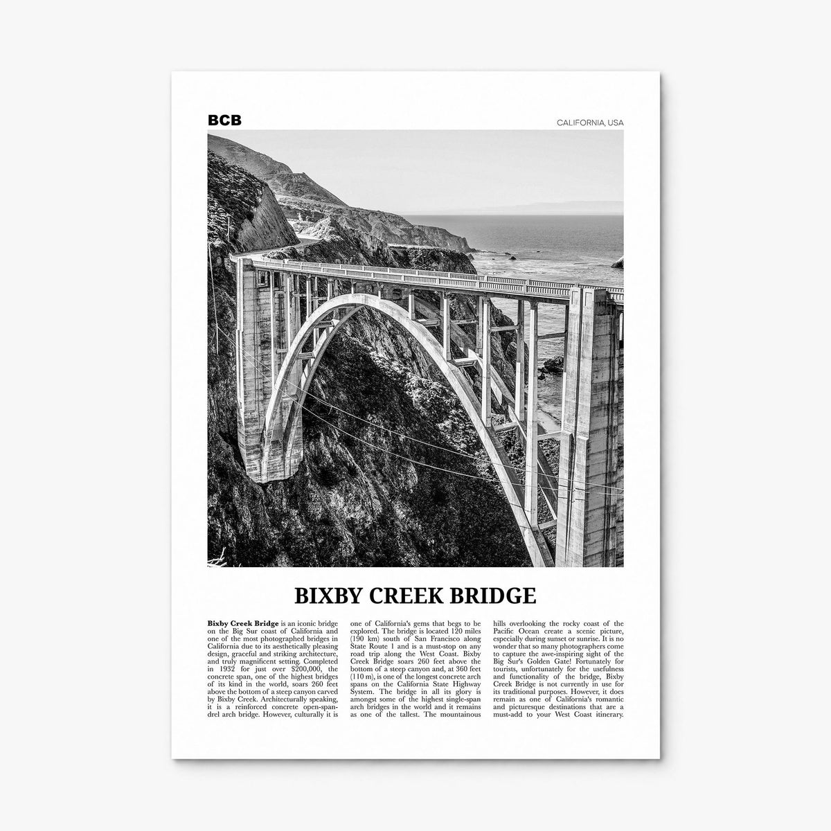 Bixby Creek Bridge Newspaper Poster, print only (unframed)
