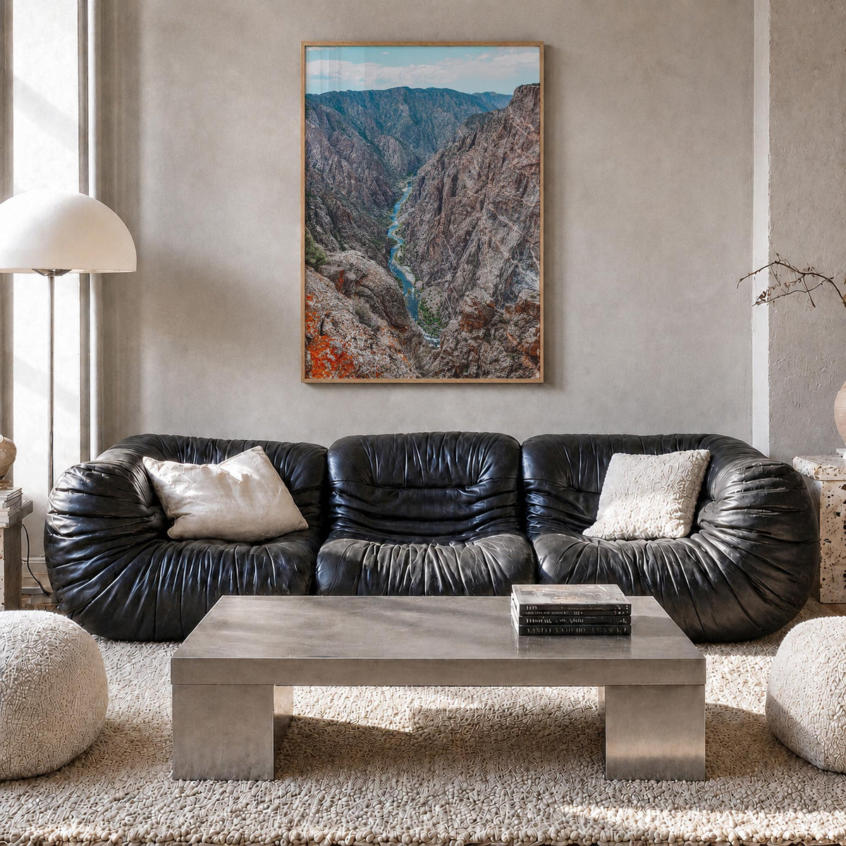 Black Canyon of the Gunnison National Park colorful photo poster of Colorado, USA – vertical wall art in natural wood frame,