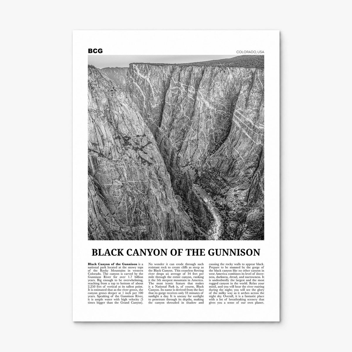 Black Canyon of the Gunnison National Park Newspaper Poster, print only (unframed)