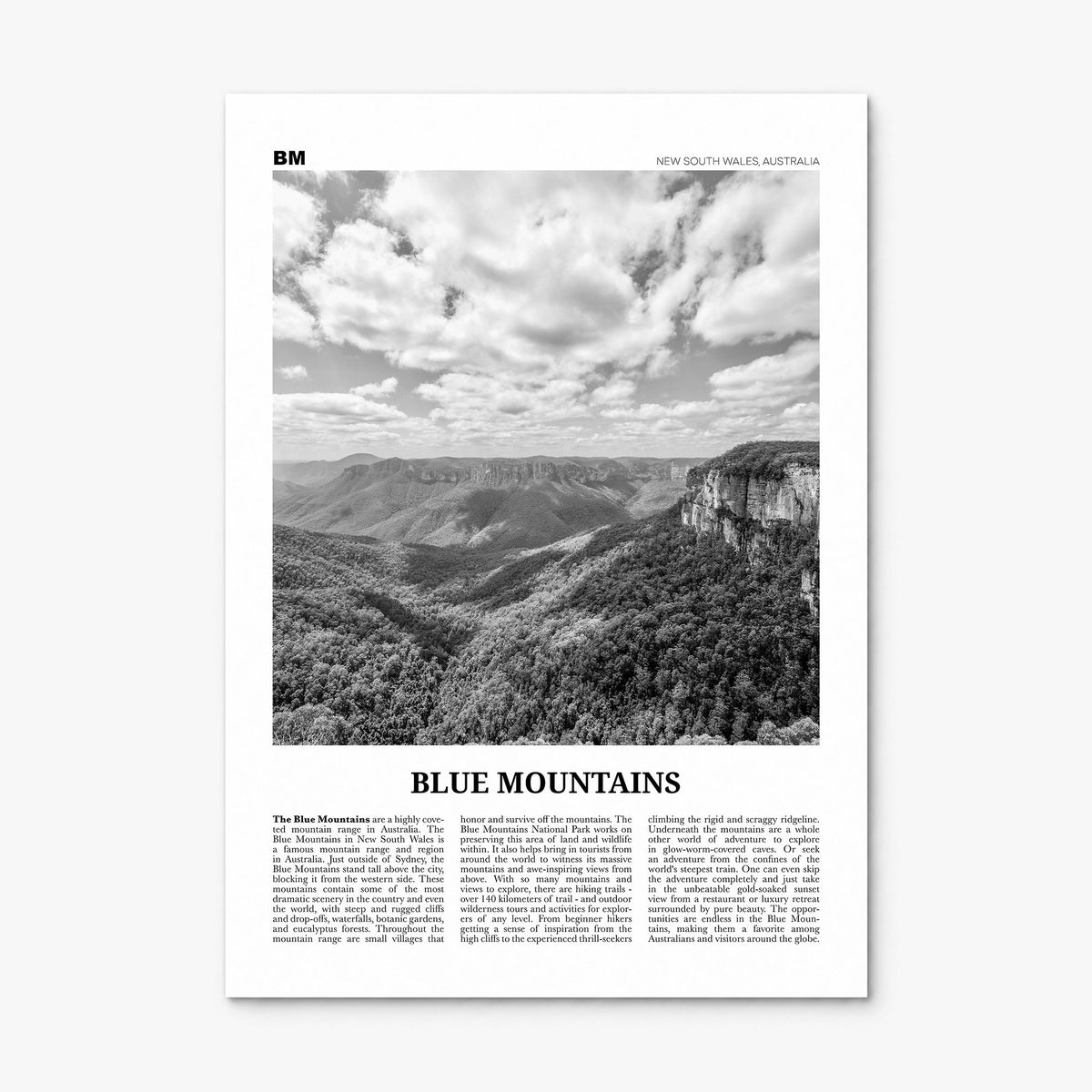 Blue Mountains Newspaper Poster, print only (unframed)