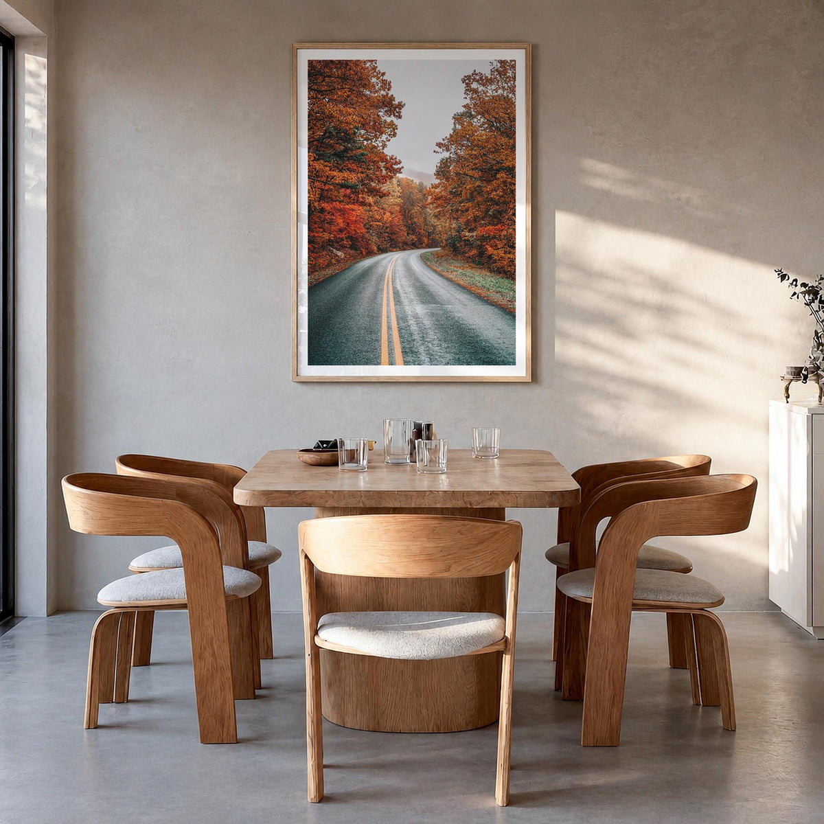 Blue Ridge Parkway no. 2 colorful photo poster of United States – vertical wall art in natural wood frame with white border,