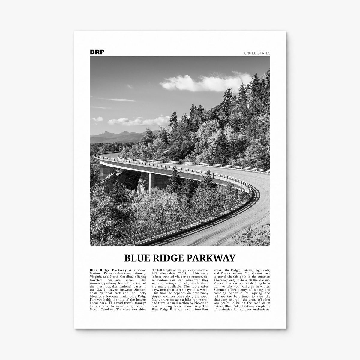 Blue Ridge Parkway Newspaper Poster, print only (unframed)