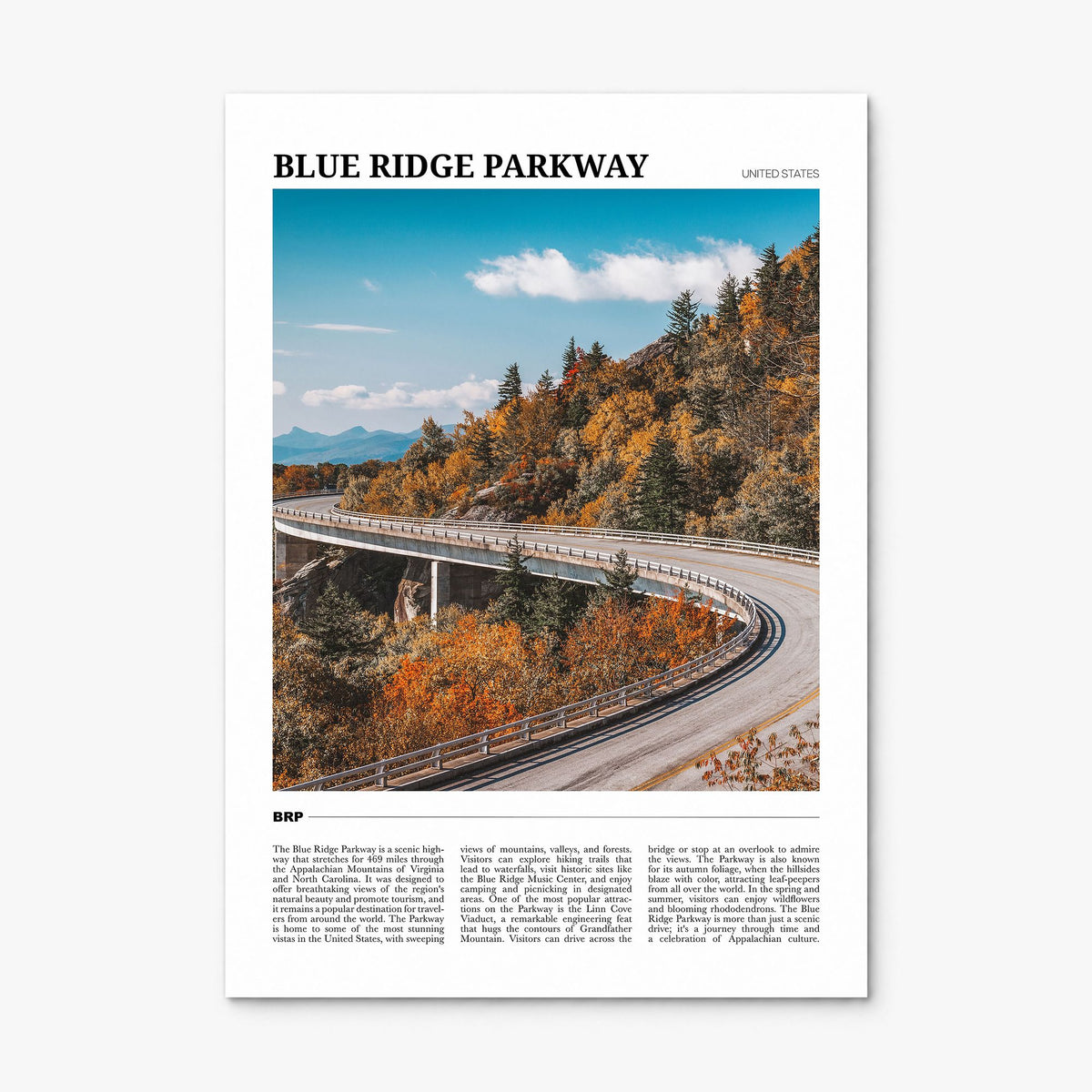 Blue Ridge Parkway Travel Poster, print only (unframed)