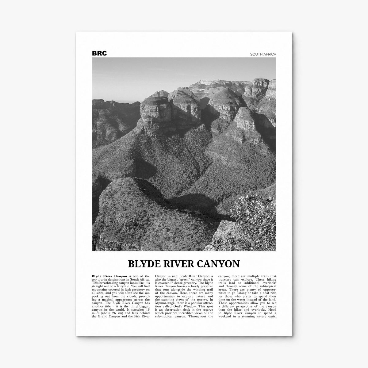 Blyde River Canyon Newspaper Poster, print only (unframed)