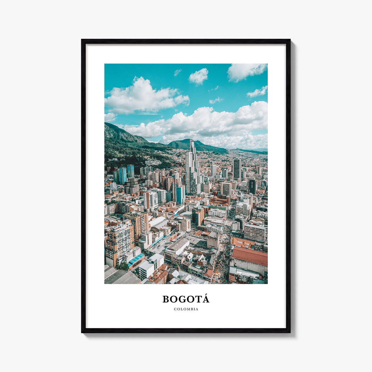Bogotá colorful classic poster of Colombia – vertical wall art, unframed print shown in interior mockup