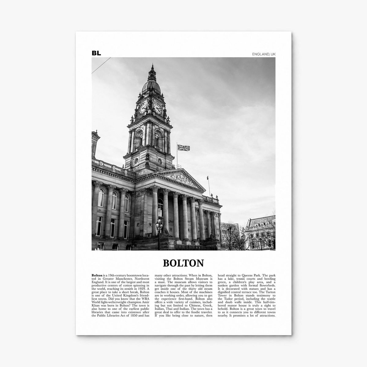 Bolton Newspaper Poster, print only (unframed)