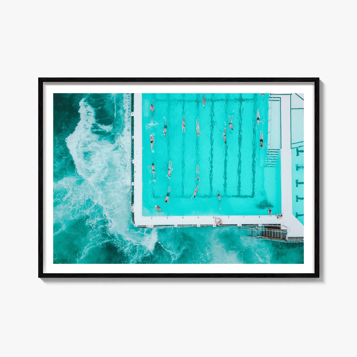 Bondi Beach colorful photo poster of Sydney, New South Wales – horizontal wall art, unframed print shown in interior mockup