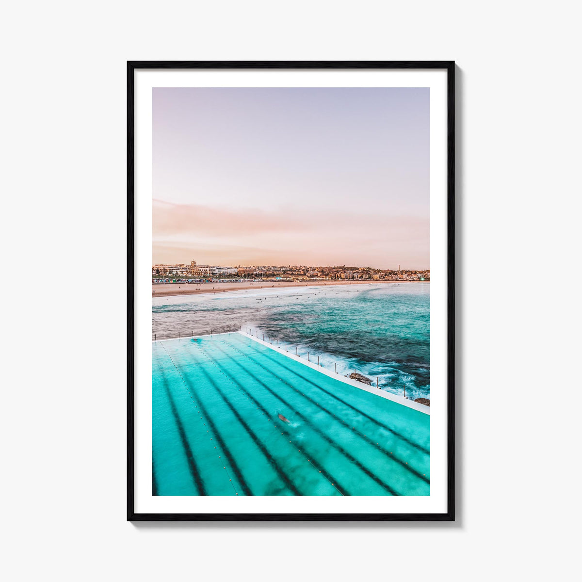 Bondi Beach no. 1 colorful photo poster of Sydney, New South Wales – vertical wall art, unframed print shown in interior mock