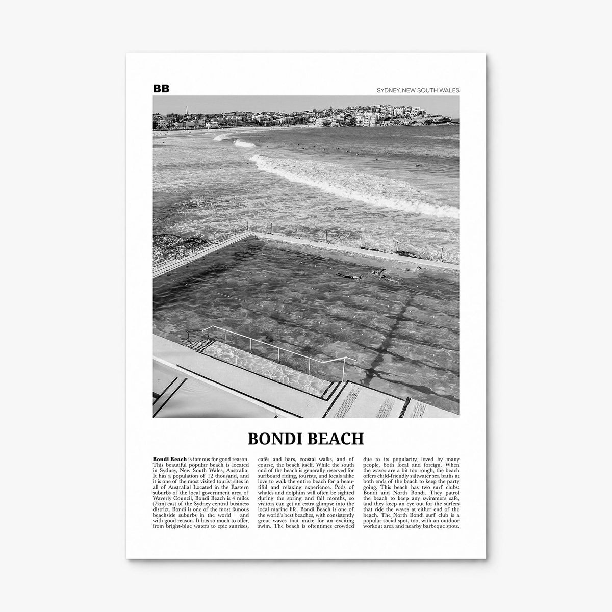 Bondi Beach Newspaper No 1 Poster, print only (unframed)