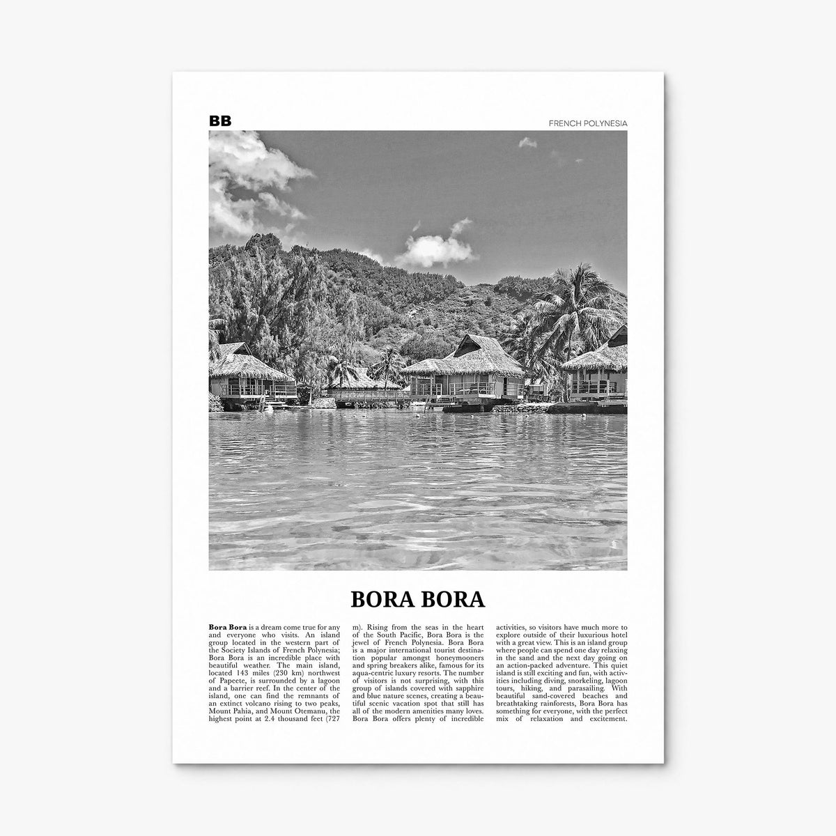 Bora Bora Newspaper Poster, print only (unframed)