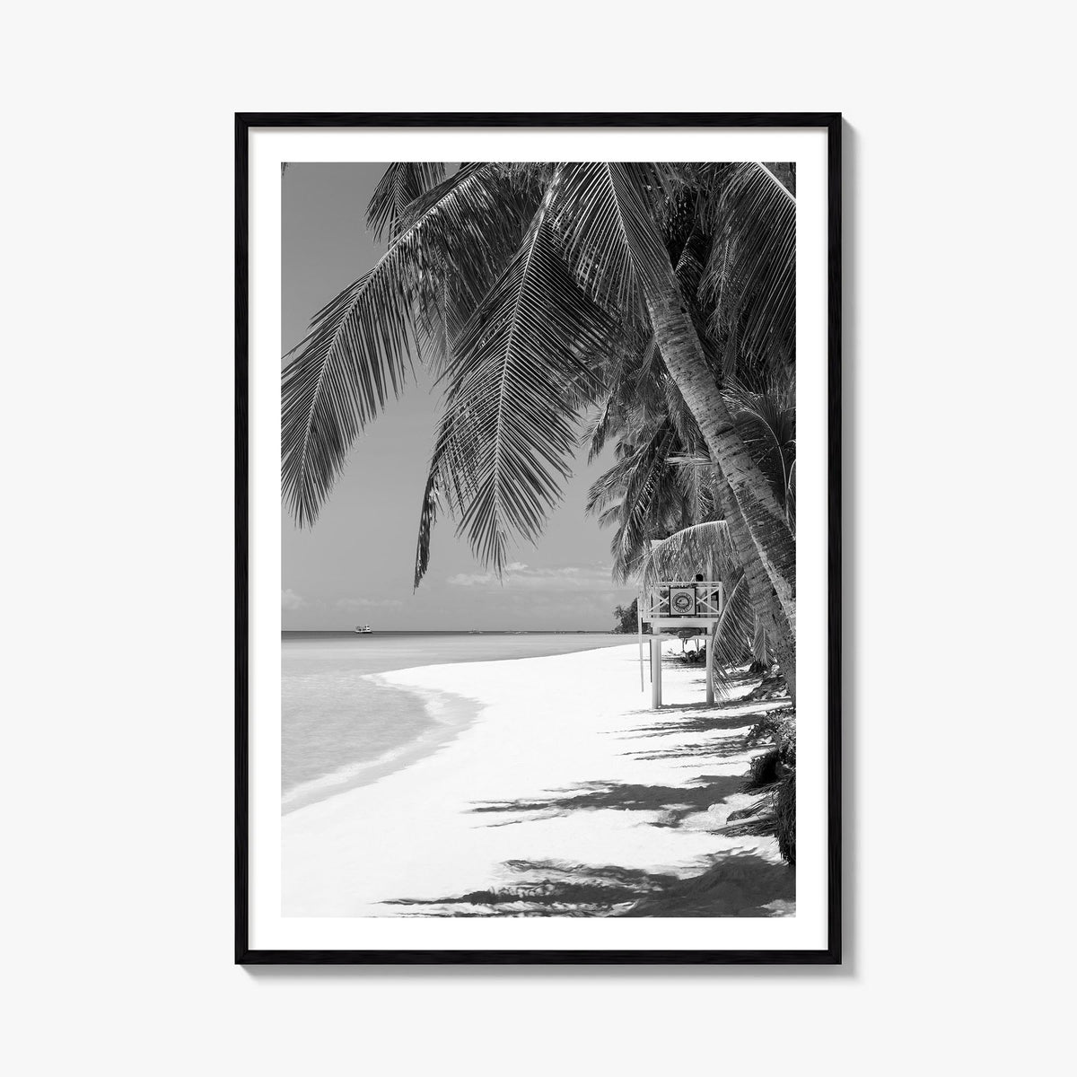 Boracay black & white photo poster of Philippines – vertical wall art, unframed print shown in interior mockup