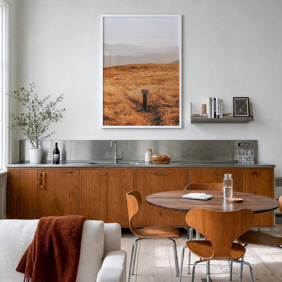Borel Hill colorful photo poster of California, USA – vertical wall art in white wood frame, hanging on wall