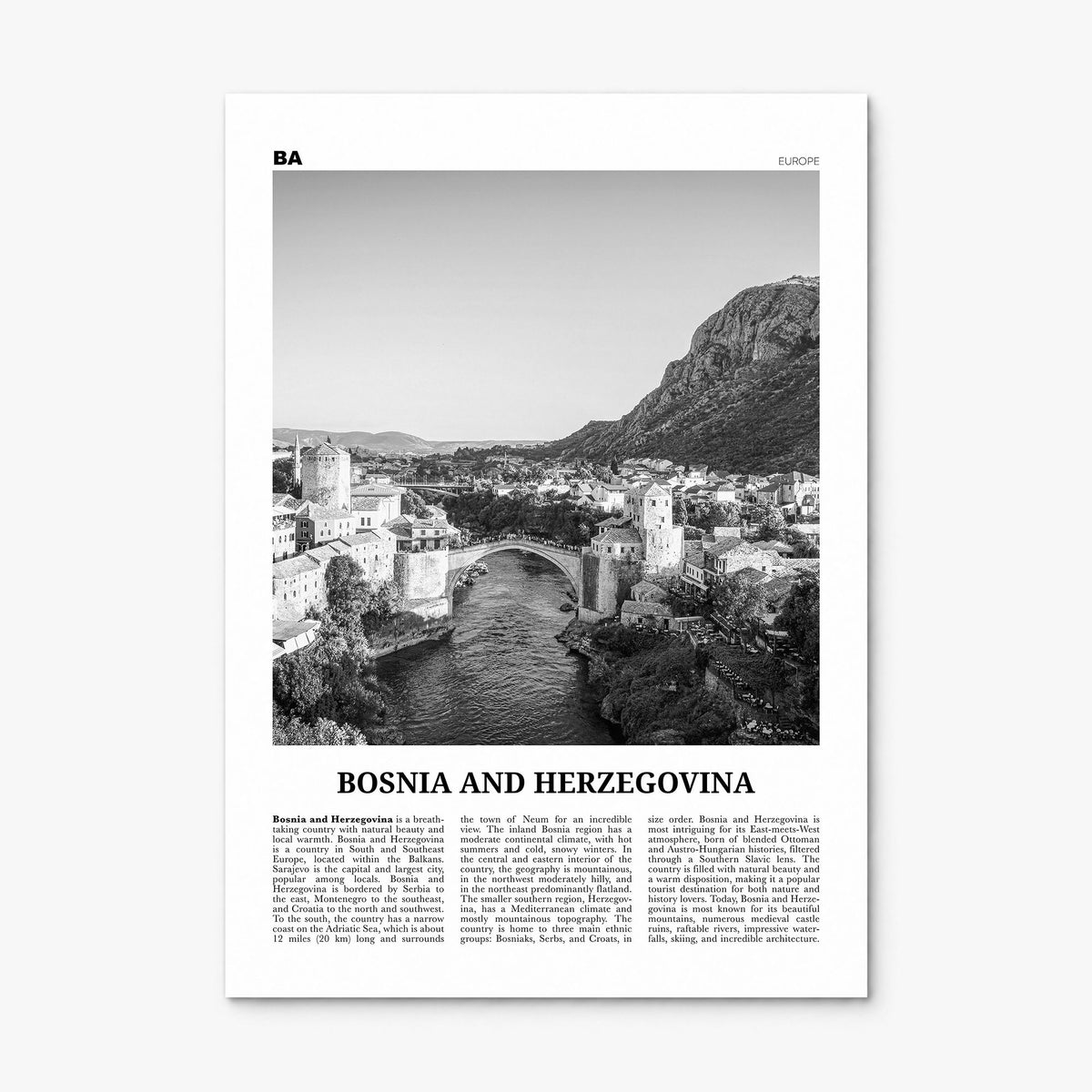 Bosnia and Herzegovina Newspaper Poster, print only (unframed)