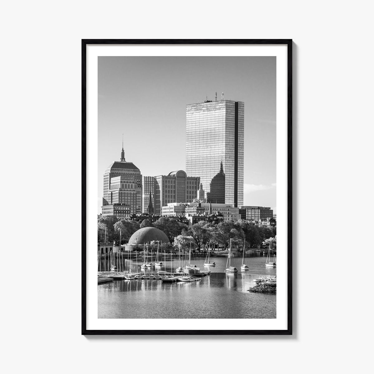 Boston no. 1 black & white photo poster of Massachusetts, USA – vertical wall art, unframed print shown in interior mockup