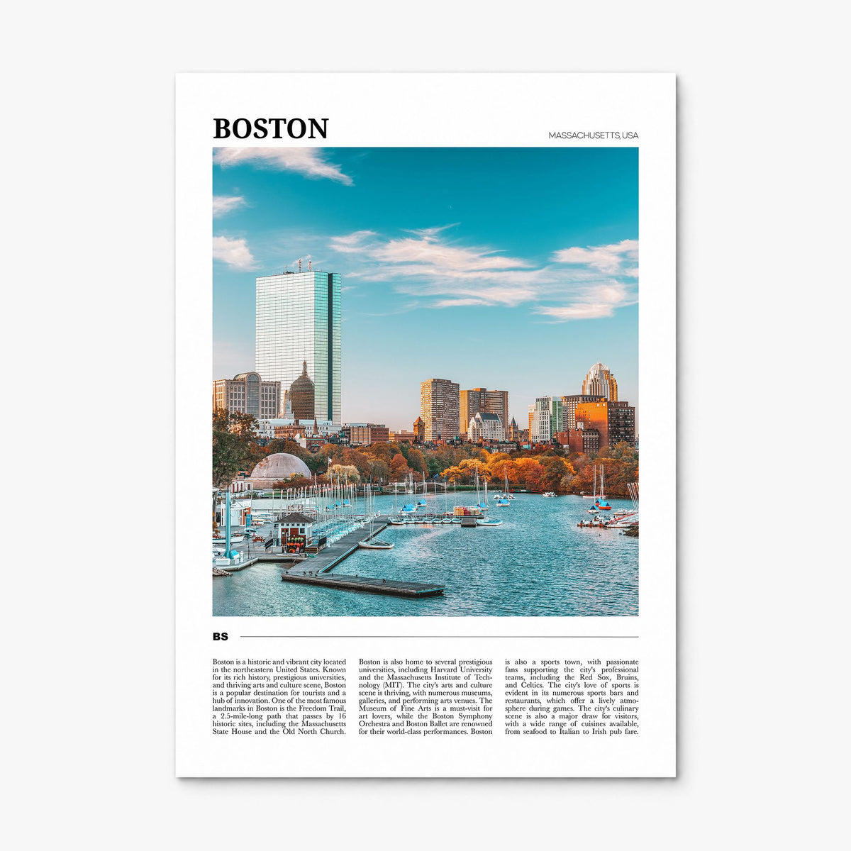 Boston Travel No 3 Poster, print only (unframed)