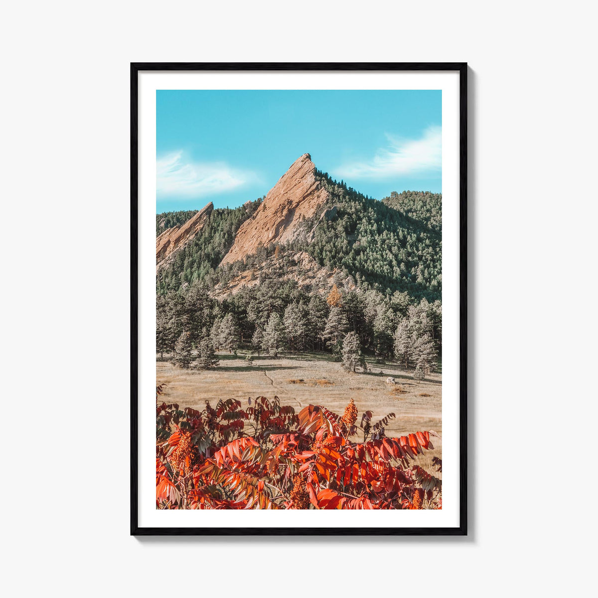 Boulder no. 1 colorful photo poster of Colorado, USA – vertical wall art, unframed print shown in interior mockup