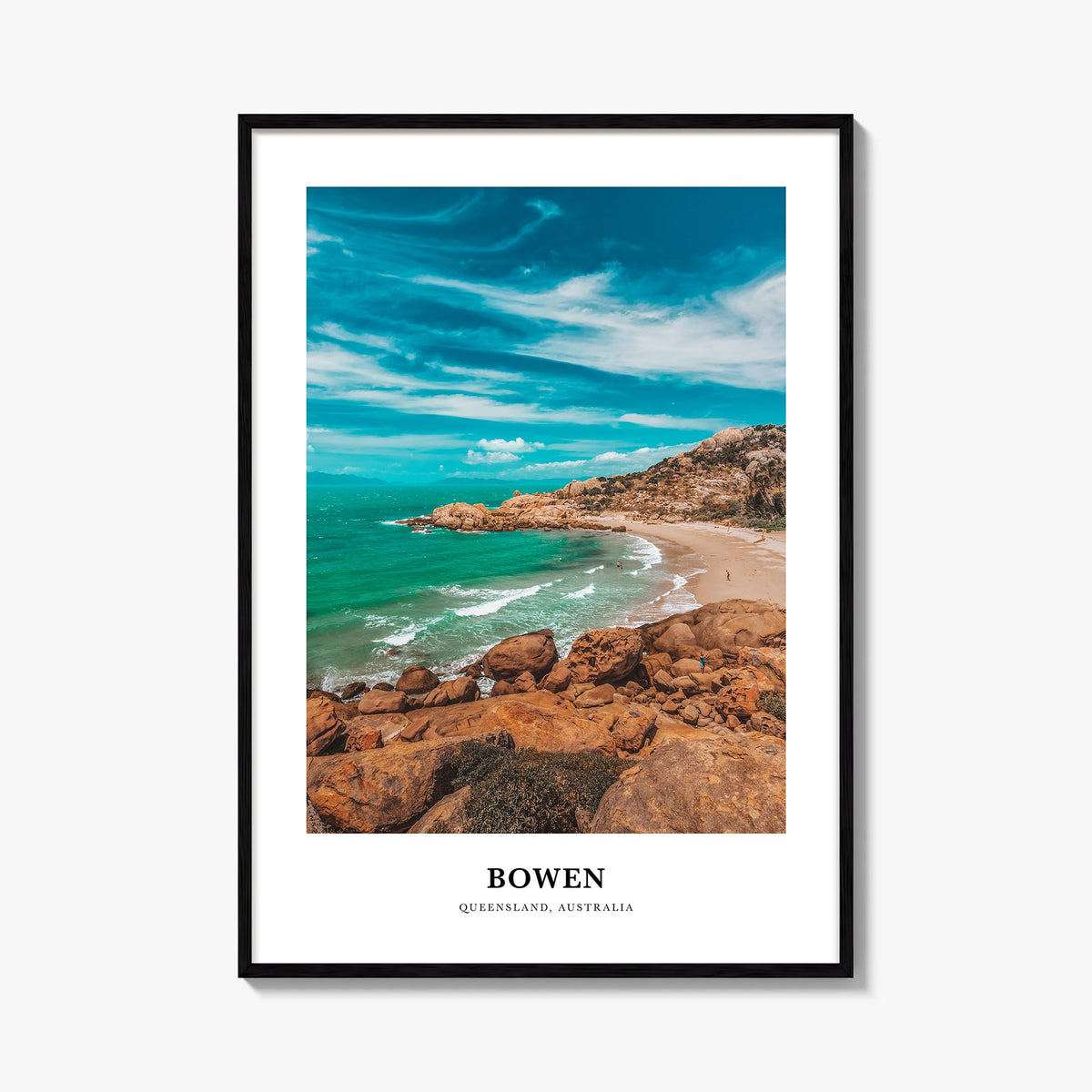 Bowen colorful classic poster of Australia – vertical wall art, unframed print shown in interior mockup
