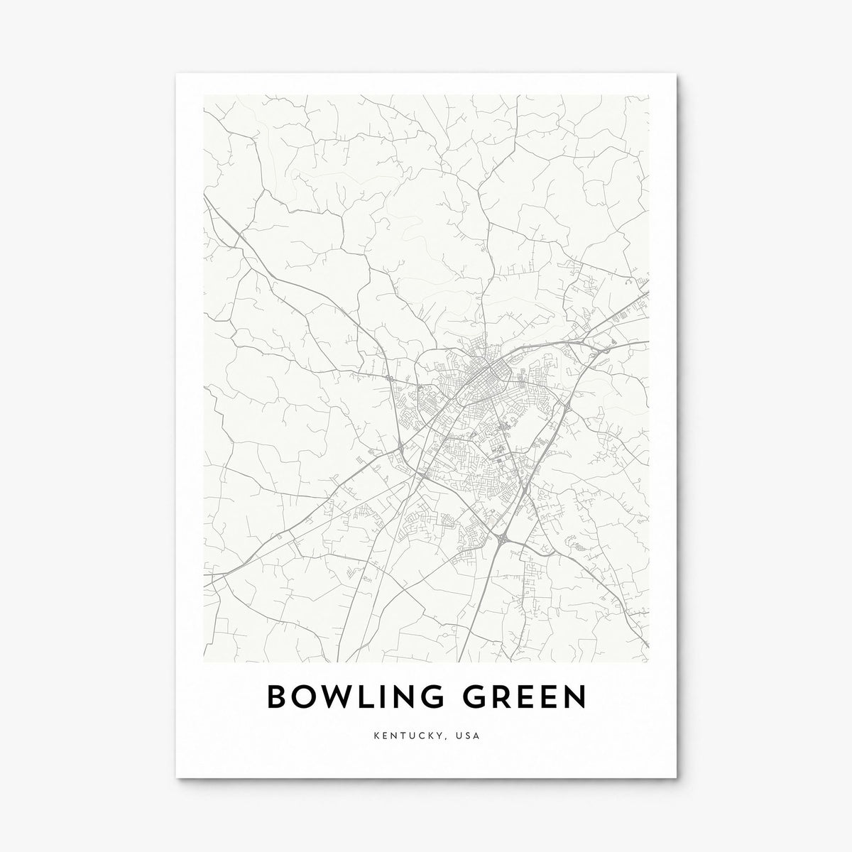 Bowling Green, Kentucky Map Poster, print only (unframed)