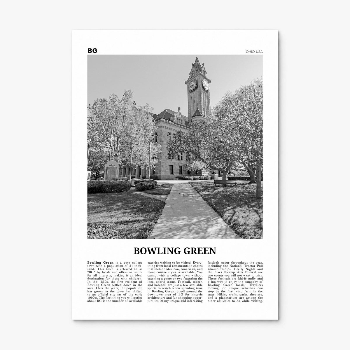 Bowling Green, Ohio Newspaper Poster, print only (unframed)