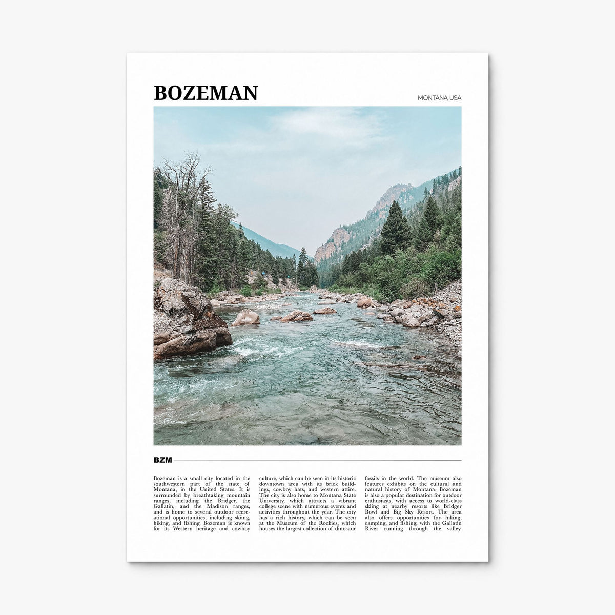 Bozeman Travel Poster, print only (unframed)