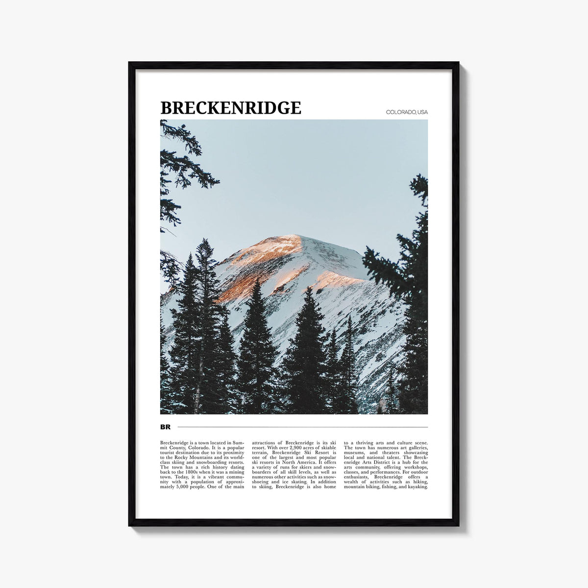 Breckenridge no. 1 colorful travel poster of Colorado, USA – vertical wall art, unframed print shown in interior mockup