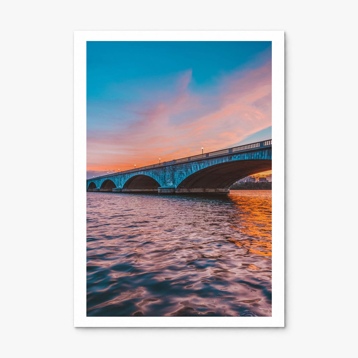 Bridge Sunset Photo Poster, print only (unframed), white border