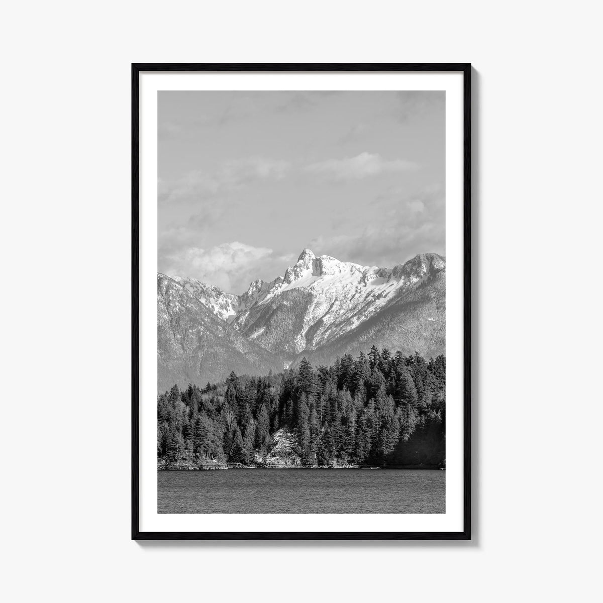 British Columbia black & white photo poster of Canada – vertical wall art, unframed print shown in interior mockup