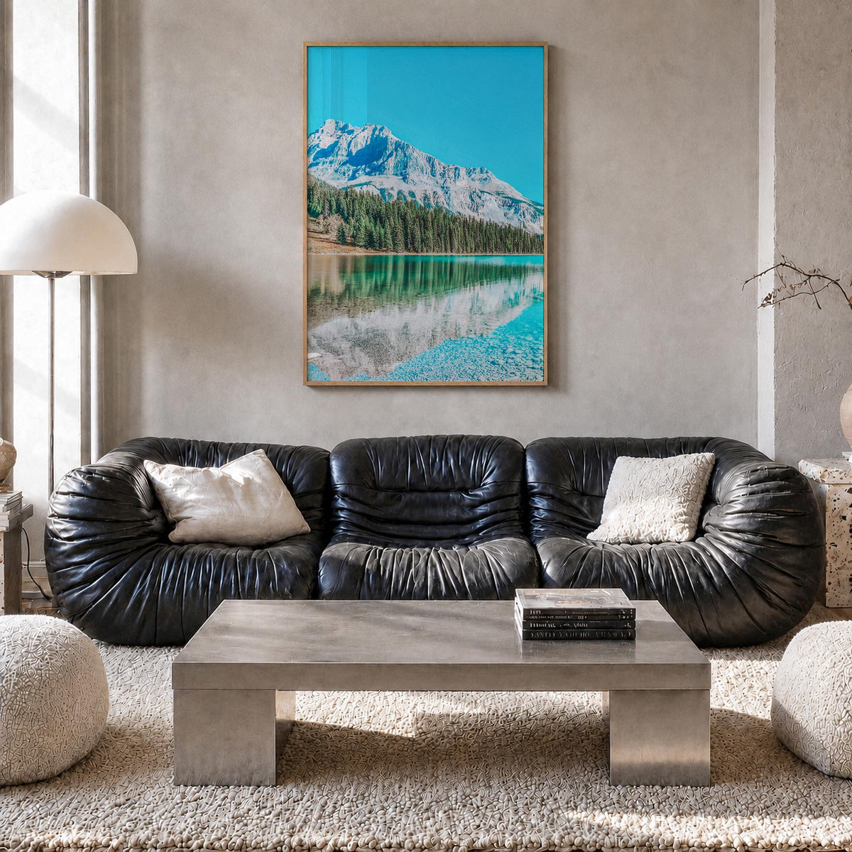 British Columbia colorful photo poster of Canada – vertical wall art in natural wood frame, hanging on wall