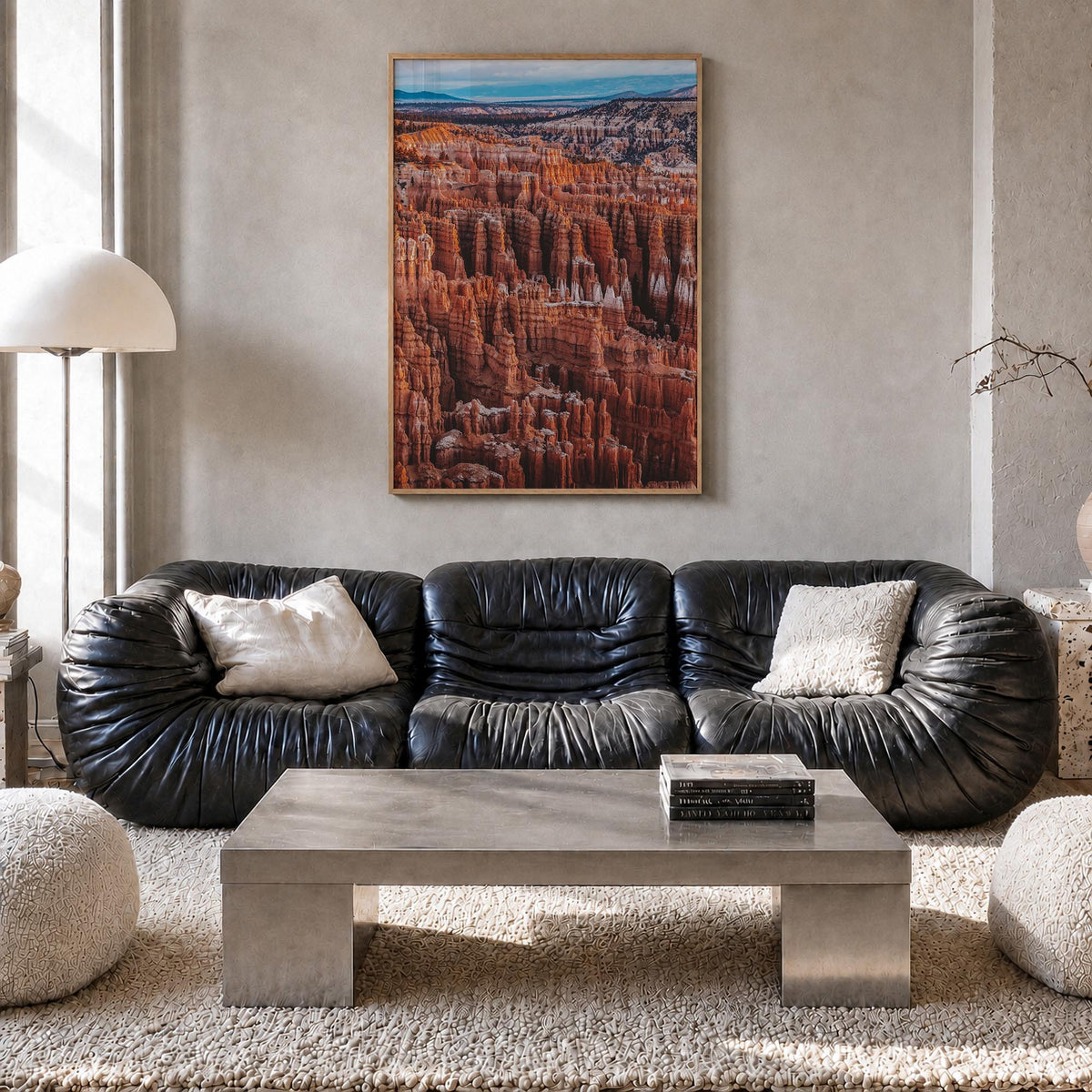 Bryce Canyon National Park colorful photo poster of Utah, USA – vertical wall art in natural wood frame, hanging on wall