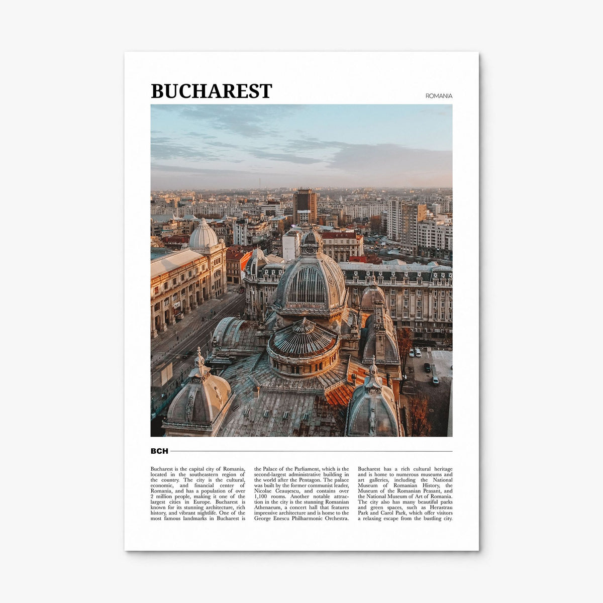 Bucharest Travel No 2 Poster, print only (unframed)