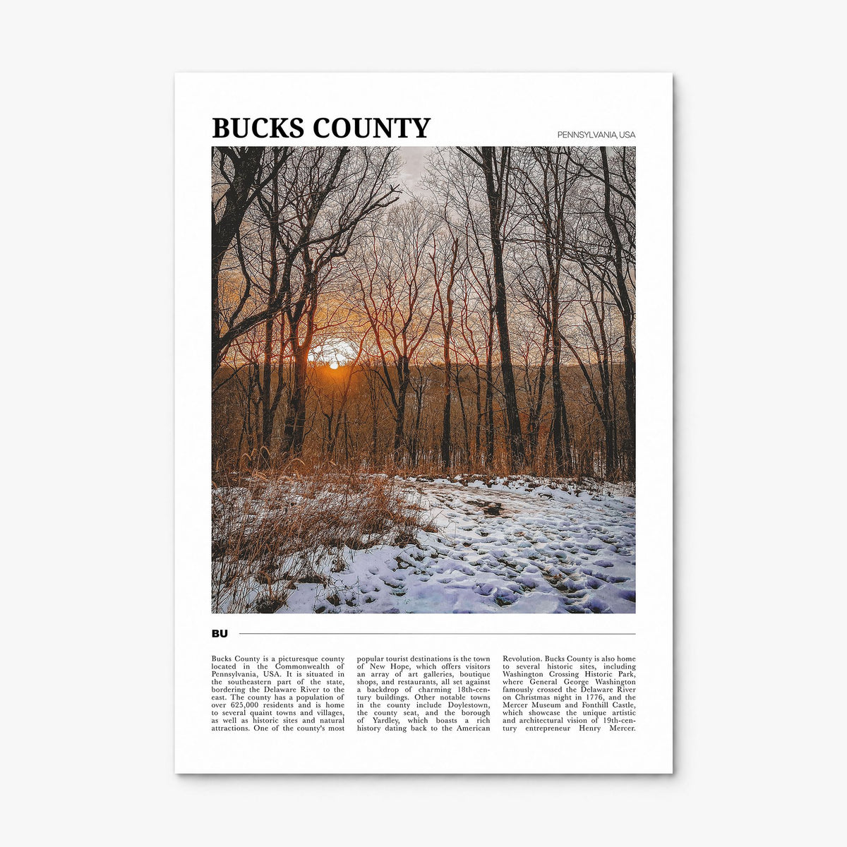 Bucks County Travel Poster, print only (unframed)