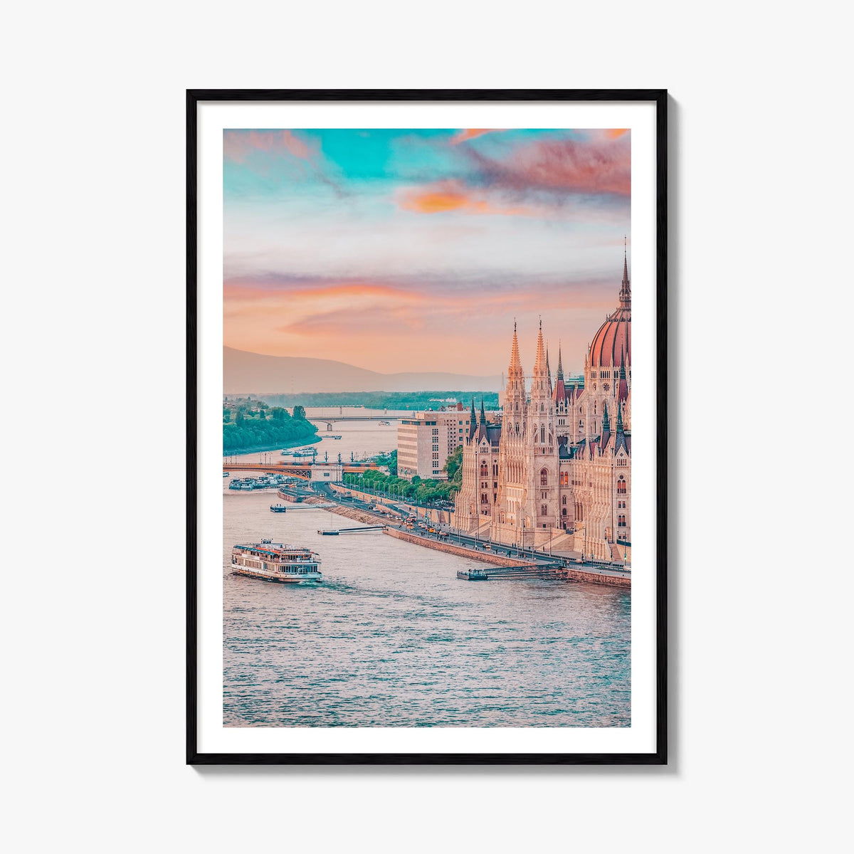 Budapest no. 1 colorful photo poster of Hungary – vertical wall art, unframed print shown in interior mockup