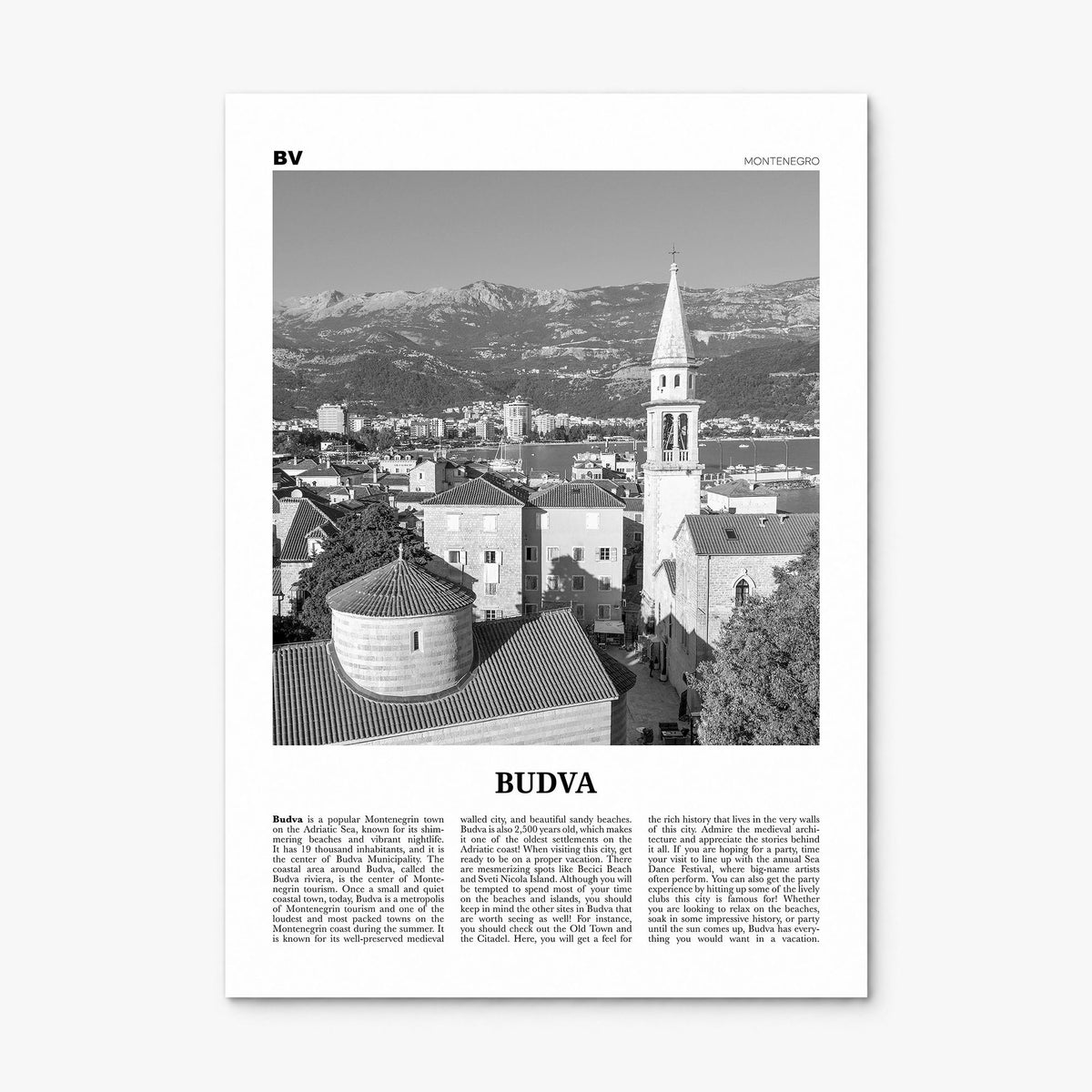 Budva Newspaper Poster, print only (unframed)