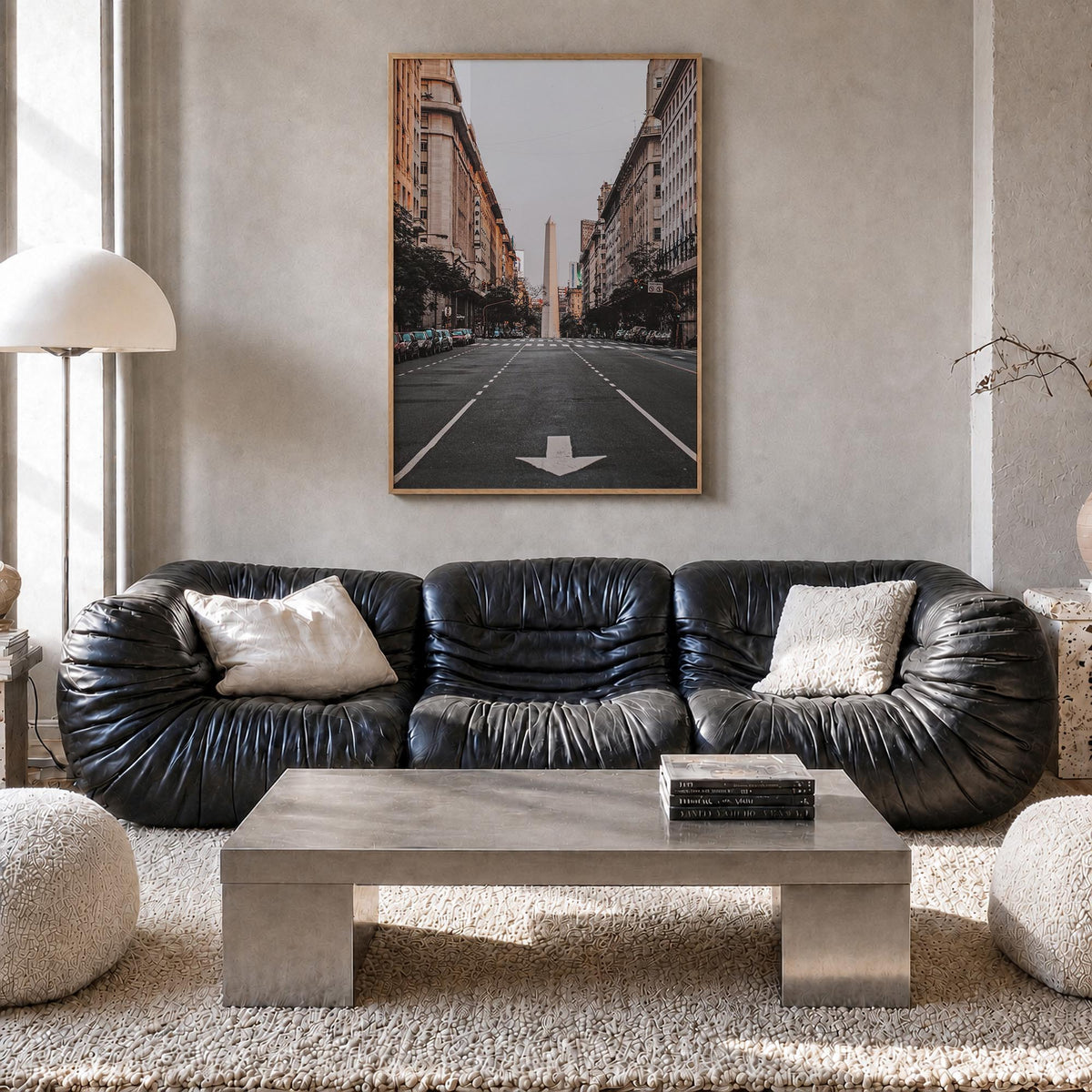 Buenos Aires no. 3 colorful photo poster of Argentina – vertical wall art in natural wood frame, hanging on wall