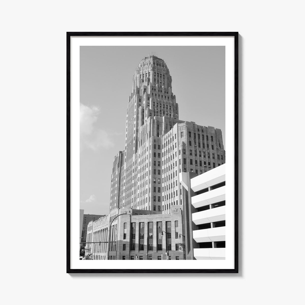 Buffalo no. 1 black & white photo poster of New York, USA – vertical wall art, unframed print shown in interior mockup