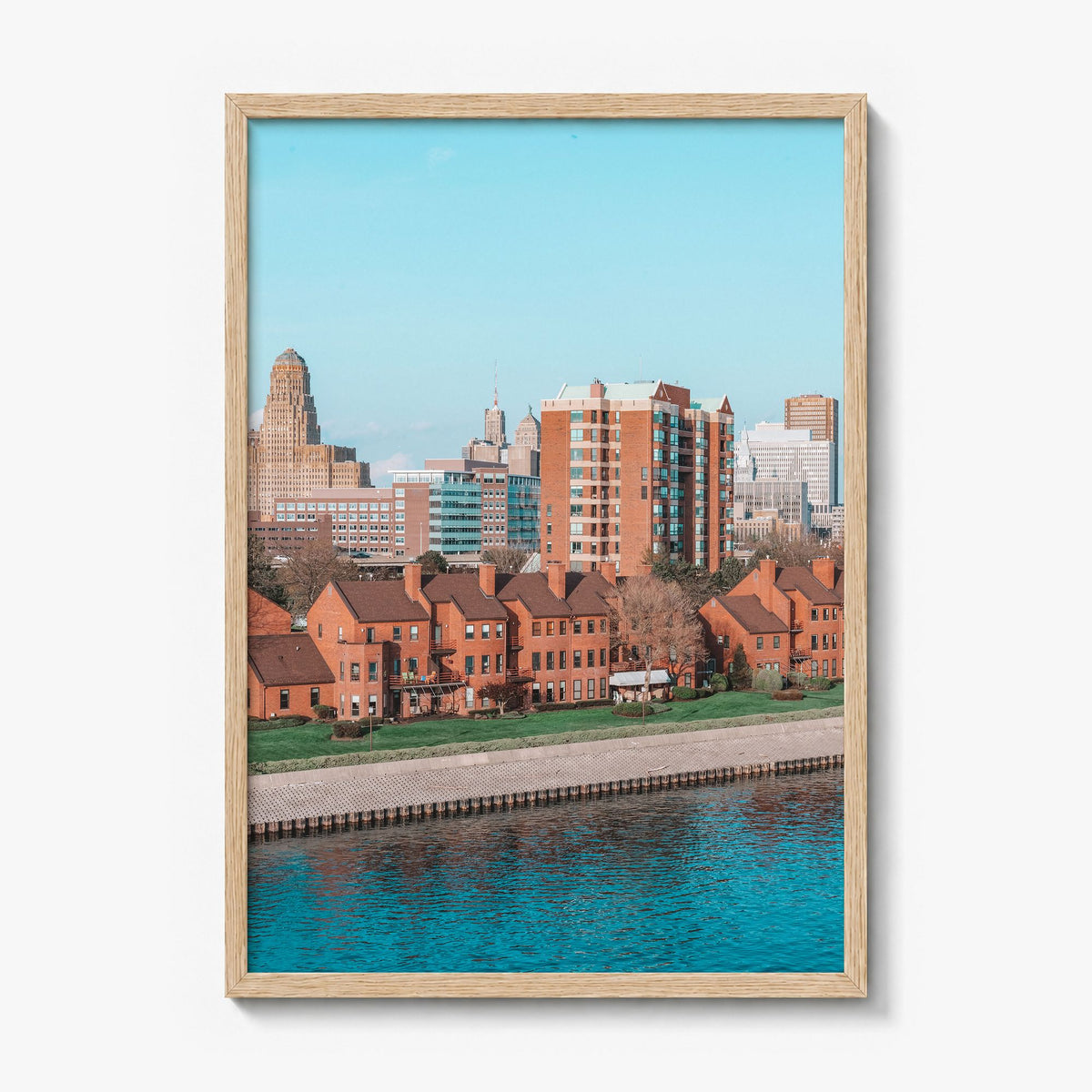 Buffalo Photo No 2 Poster in a natural wood frame, full image (no border)