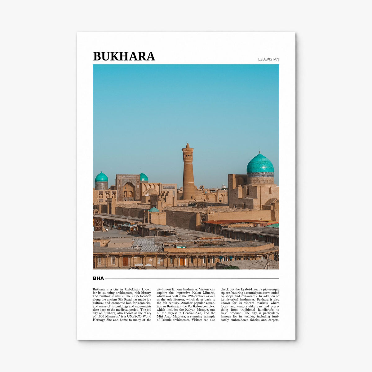 Bukhara Travel Poster, print only (unframed)