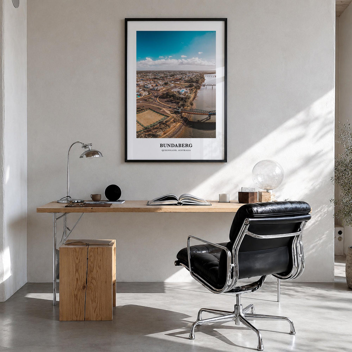 Bundaberg no. 1 colorful classic poster of Australia – vertical wall art in black wood frame, hanging on wall