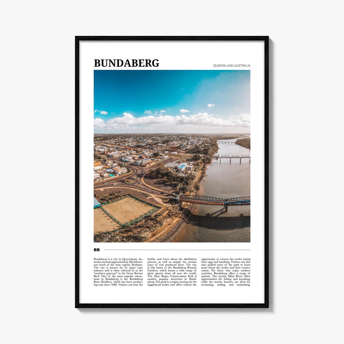 Bundaberg no. 1 colorful travel poster of Australia – vertical wall art, unframed print shown in interior mockup