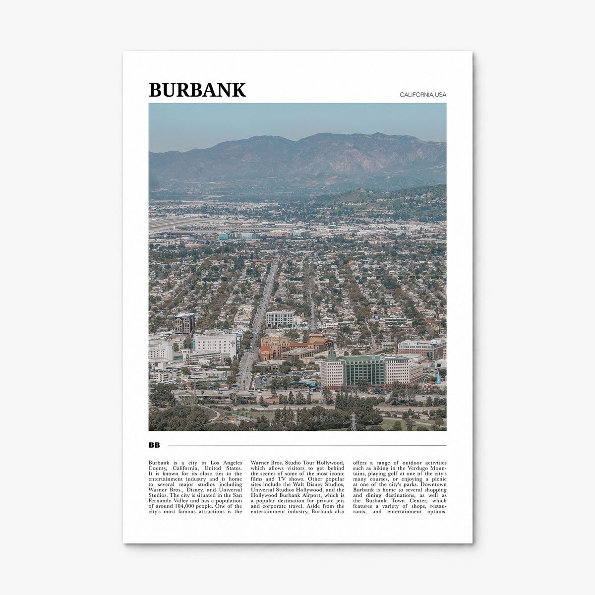 Burbank Travel Poster, print only (unframed)