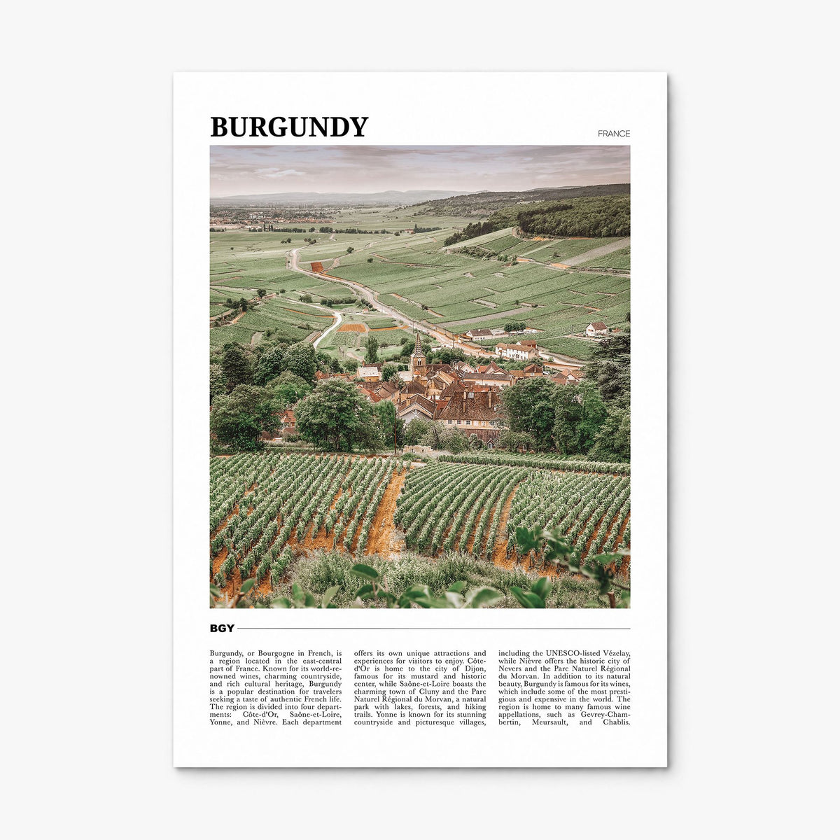Burgundy Travel Poster, print only (unframed)