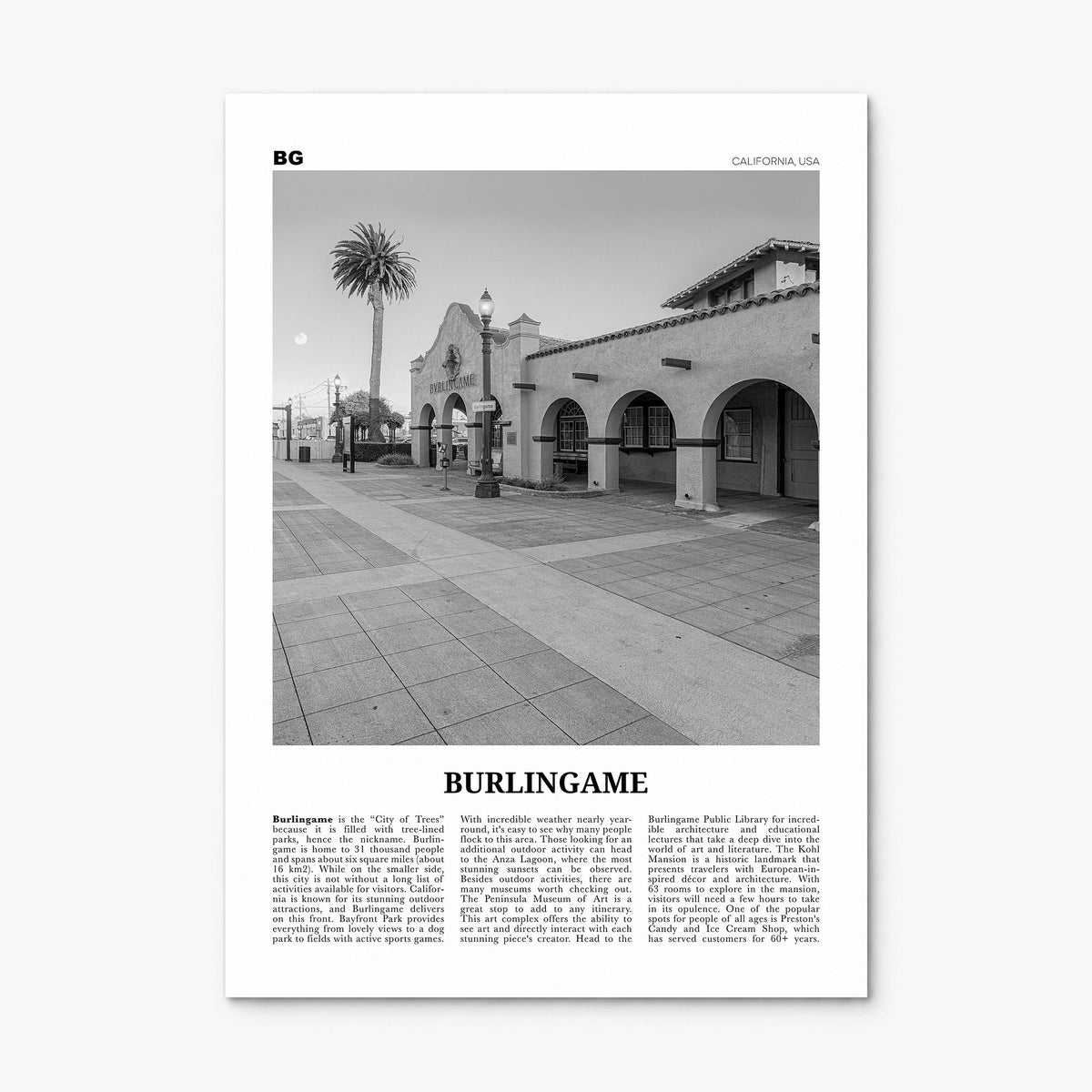 Burlingame Newspaper Poster, print only (unframed)