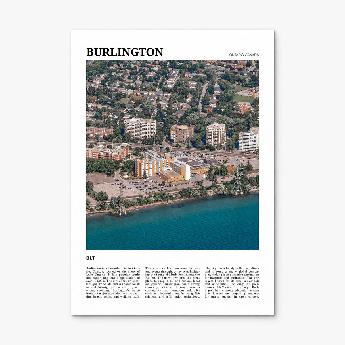 Burlington, Canada Travel Poster, print only (unframed)