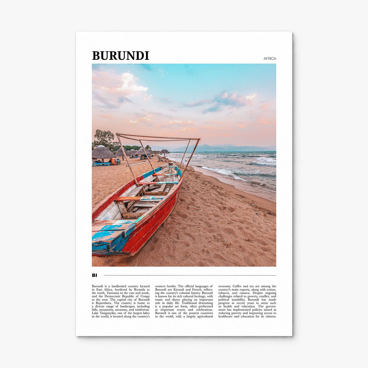 Burundi Travel Poster, print only (unframed)