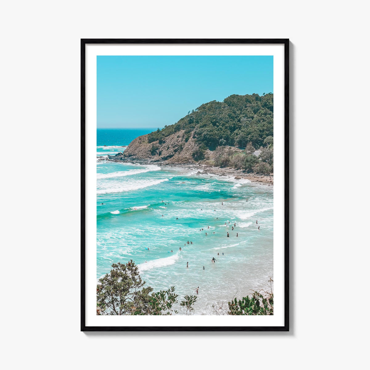 Byron Bay colorful photo poster of New South Wales, Australia – vertical wall art, unframed print shown in interior mockup