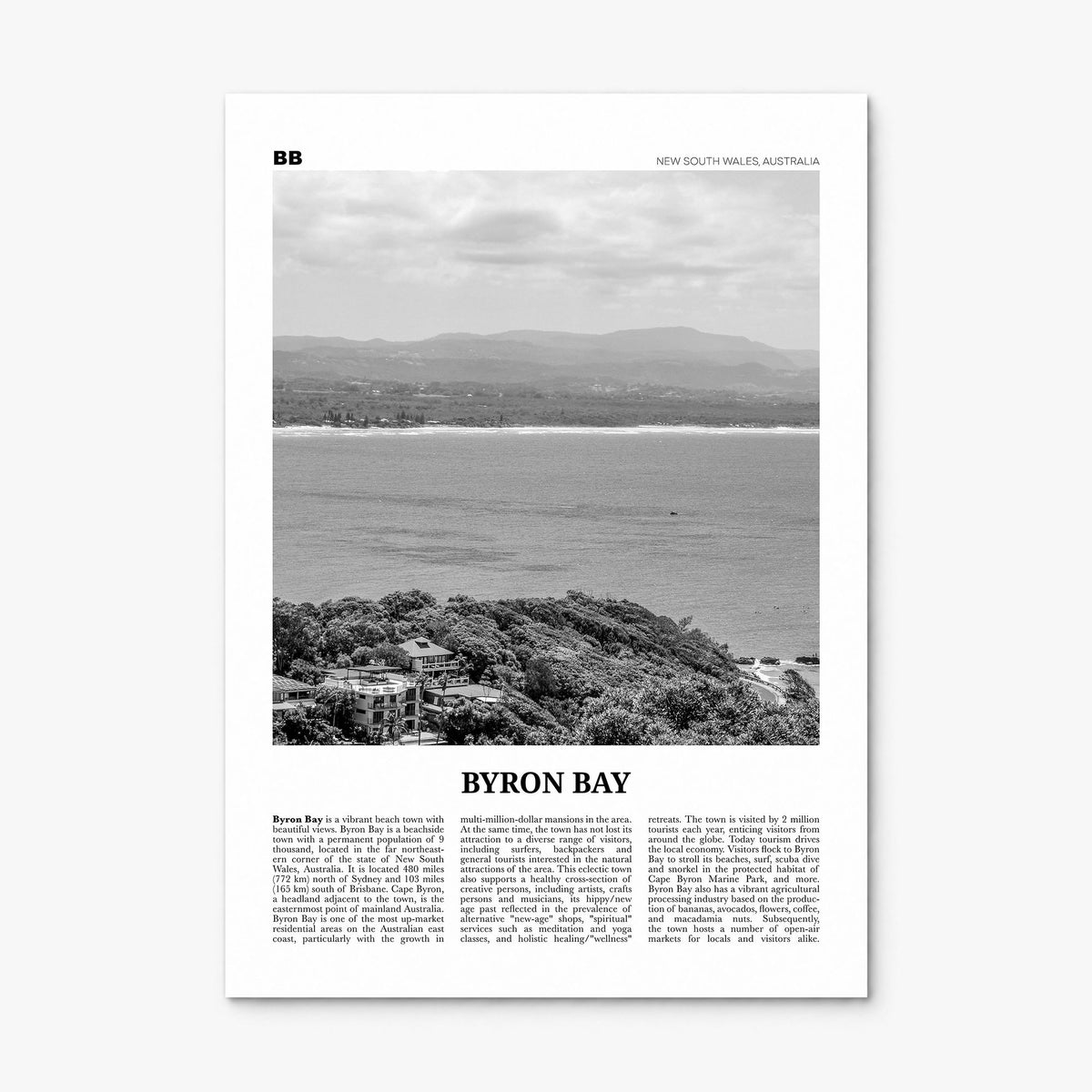 Byron Bay Newspaper No 2 Poster, print only (unframed)