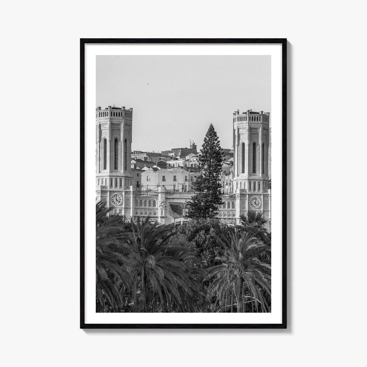 Cagliari black & white photo poster of Italy – vertical wall art, unframed print shown in interior mockup