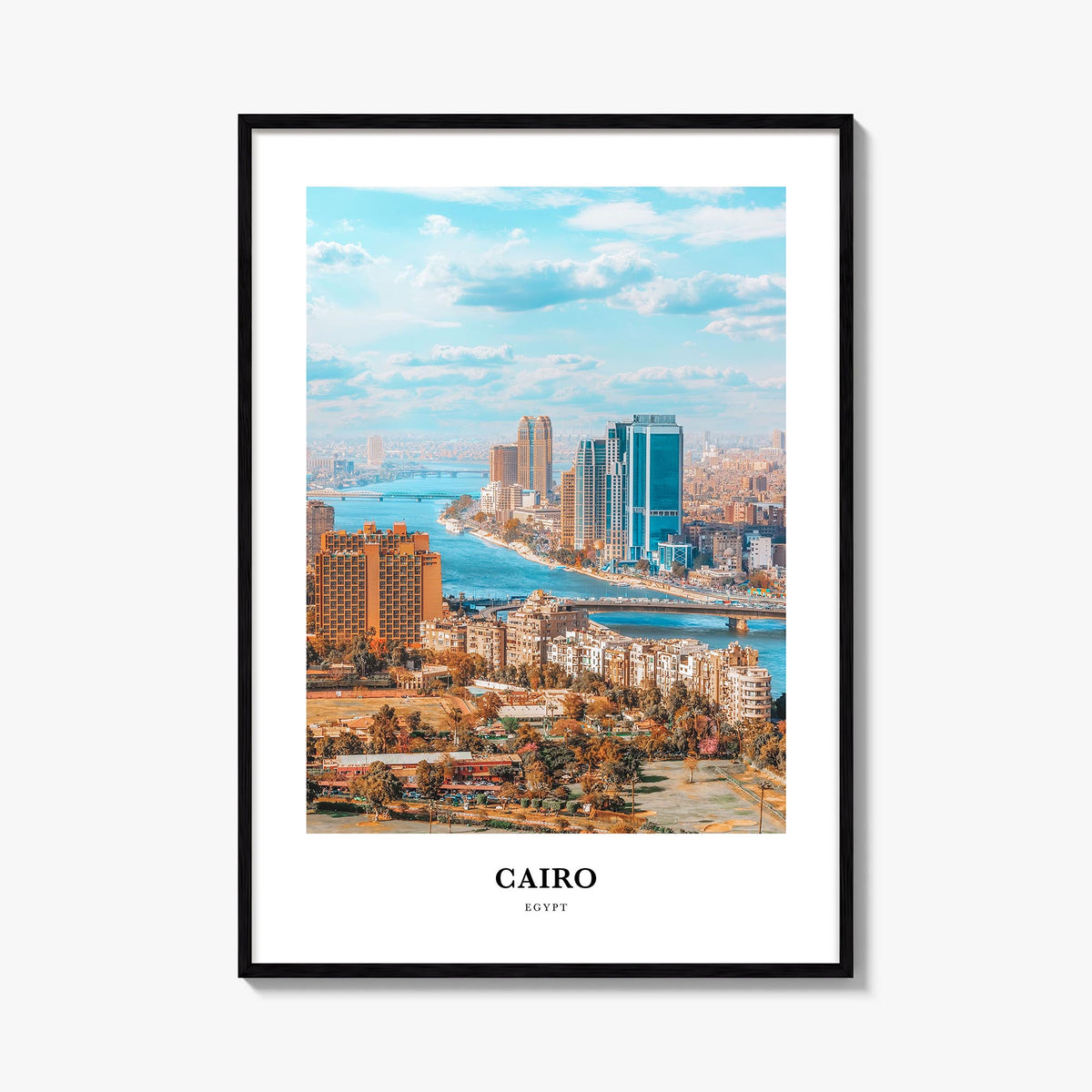 Cairo colorful classic poster of Egypt – vertical wall art, unframed print shown in interior mockup